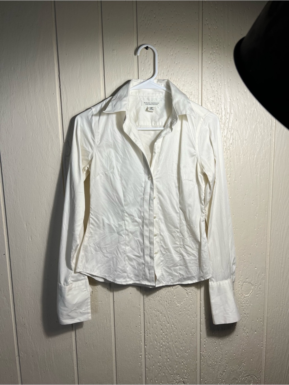 Banana Republic Women's White Button-Down Collared Shirt